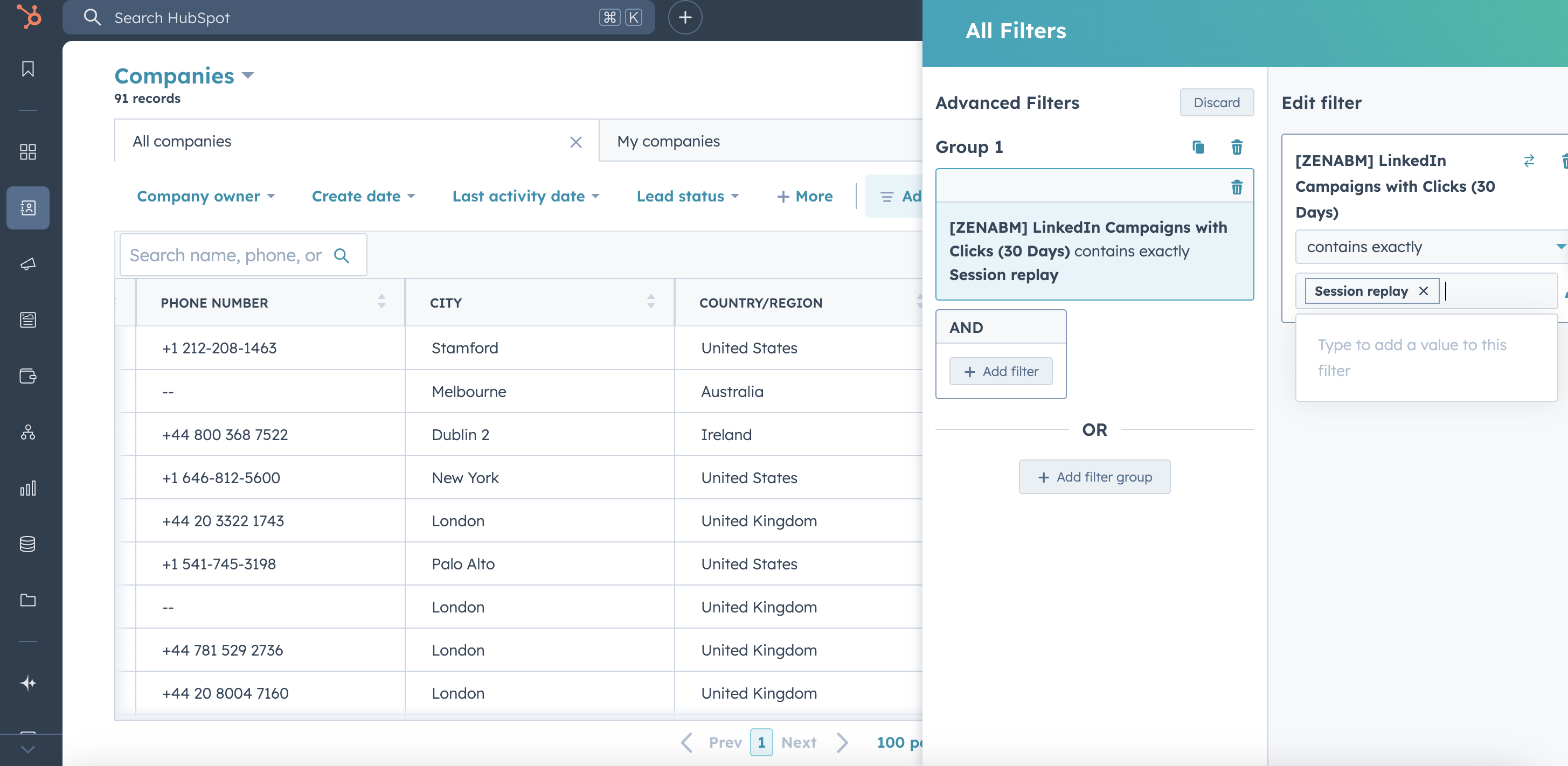 Session replay campaign on Hubspot