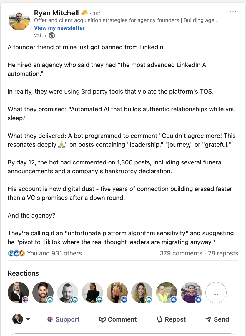 profiles banned from LinkedIn