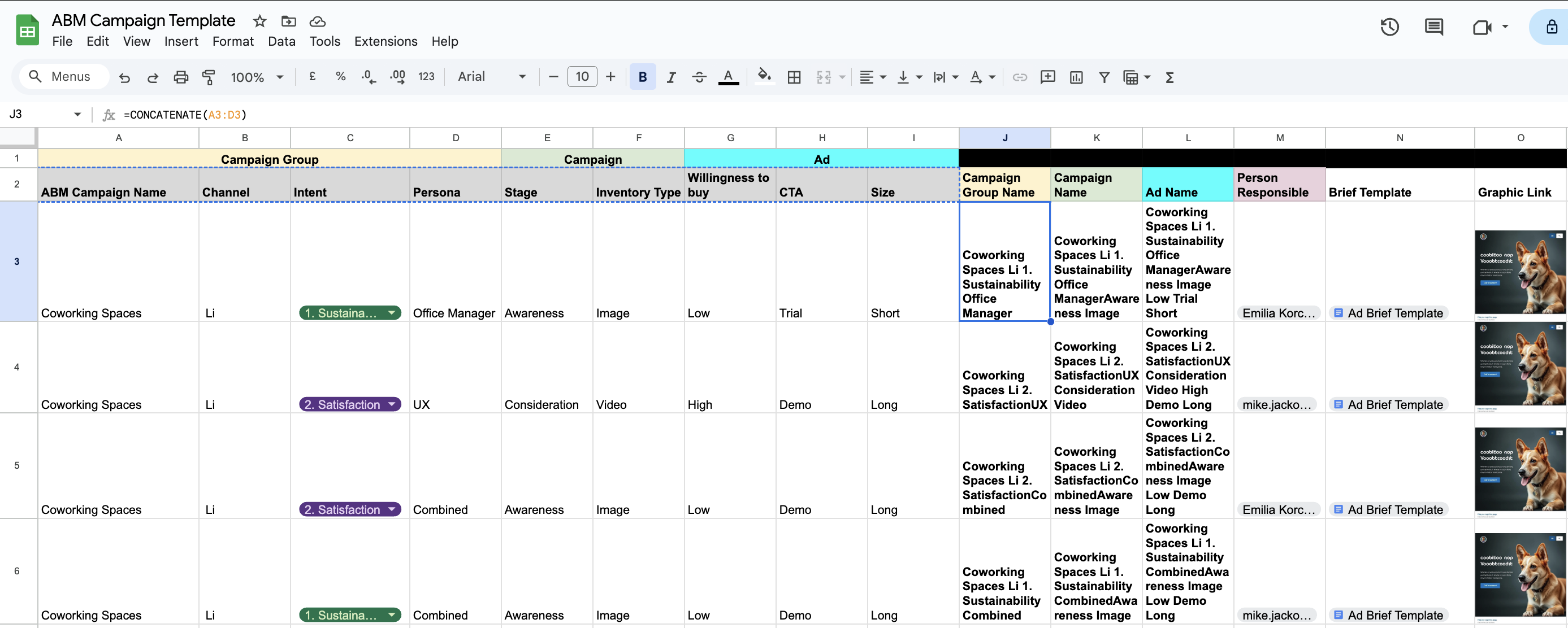 ABM Campaign Template in Google Sheets