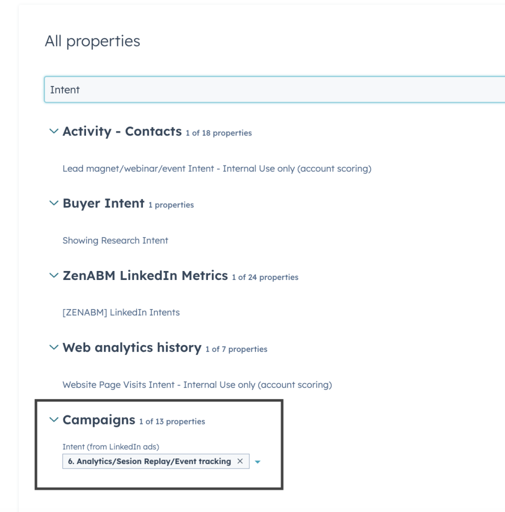 Pushing intent as property in ZenABM