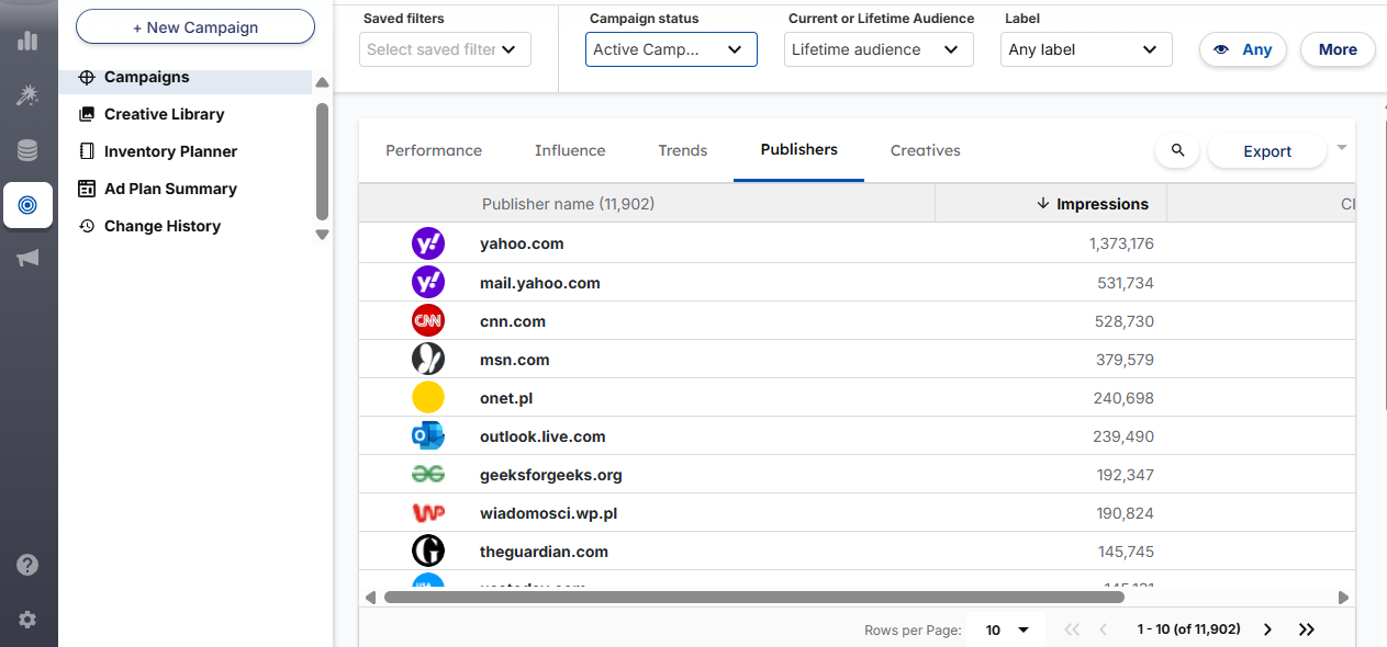 Ad campaigns in Demandbase
