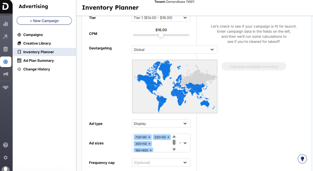 Ad campaign frequency capping in Demandbase