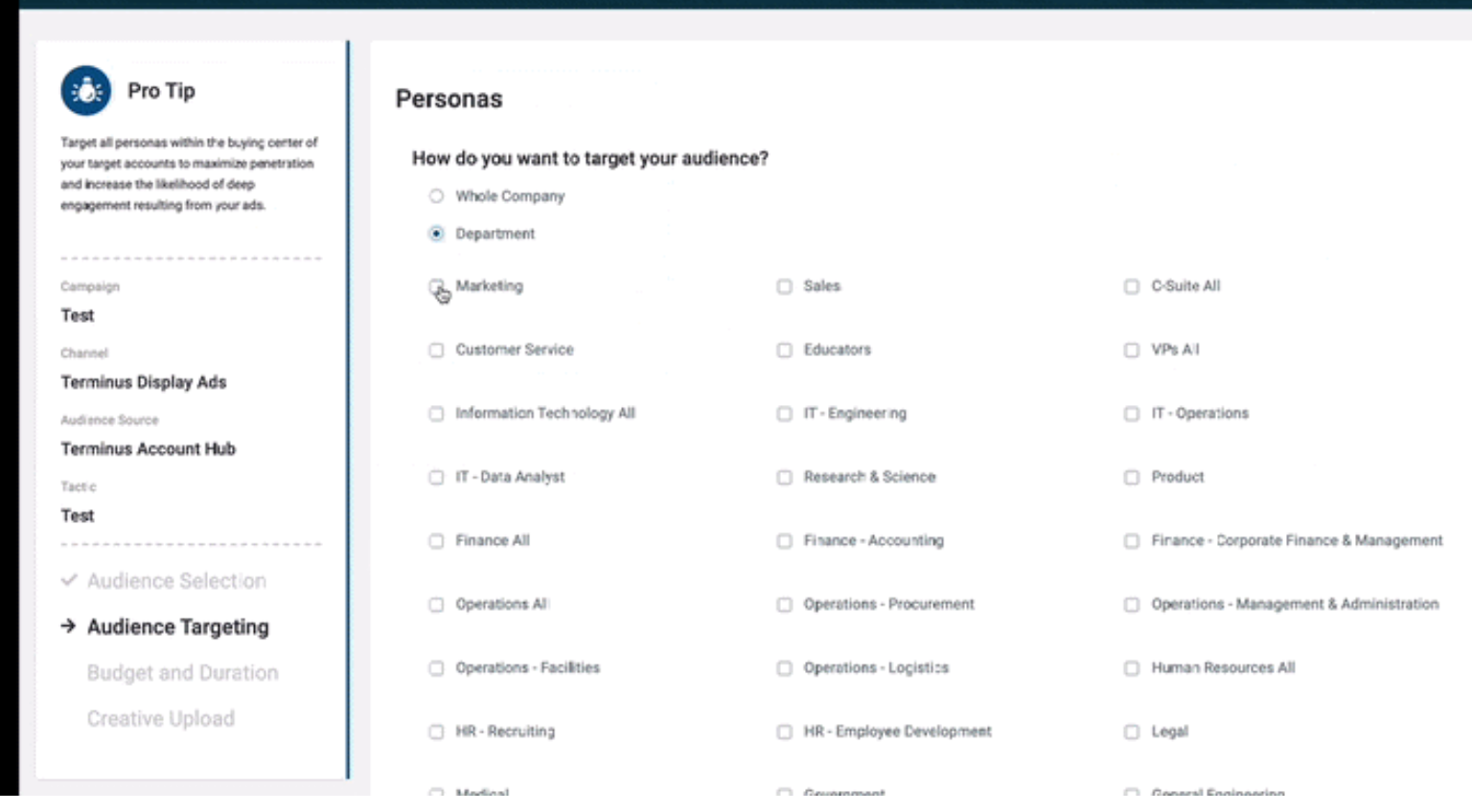 persona-based targeting in Terminus