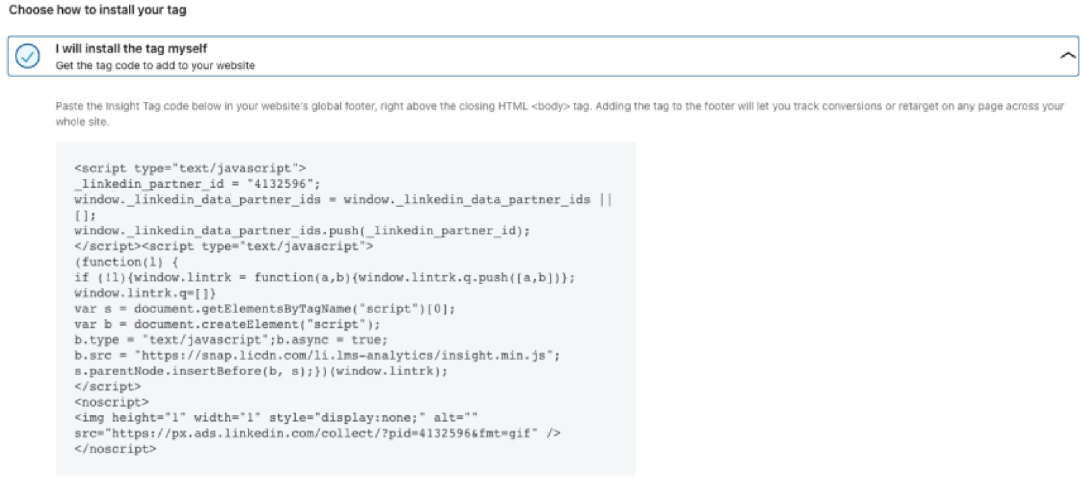 LinkedIn insight tag javascript