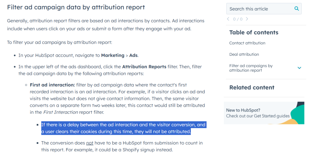 HubSpot LinkedIn ad attribution is dependent on cookies if the clock and th form fill weren't in the same web session