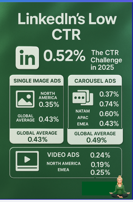 Infographic showing LinkedIn's CTR and how low it is