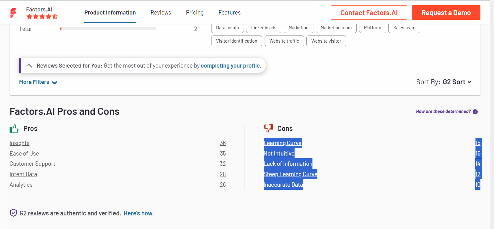 Social proof of the steep learning curve of Factors.ai
