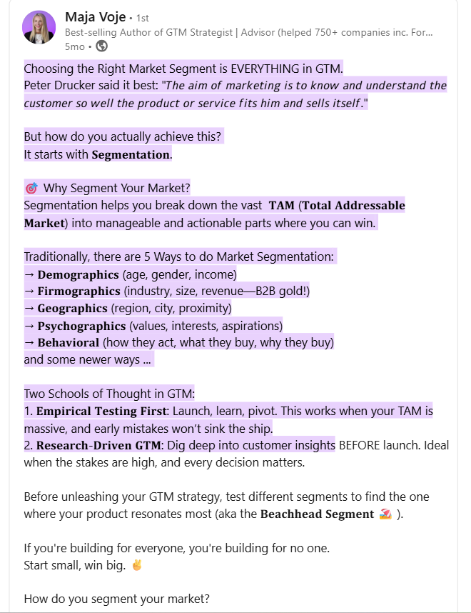 Maja Voje on segmentation of TAM before TAL