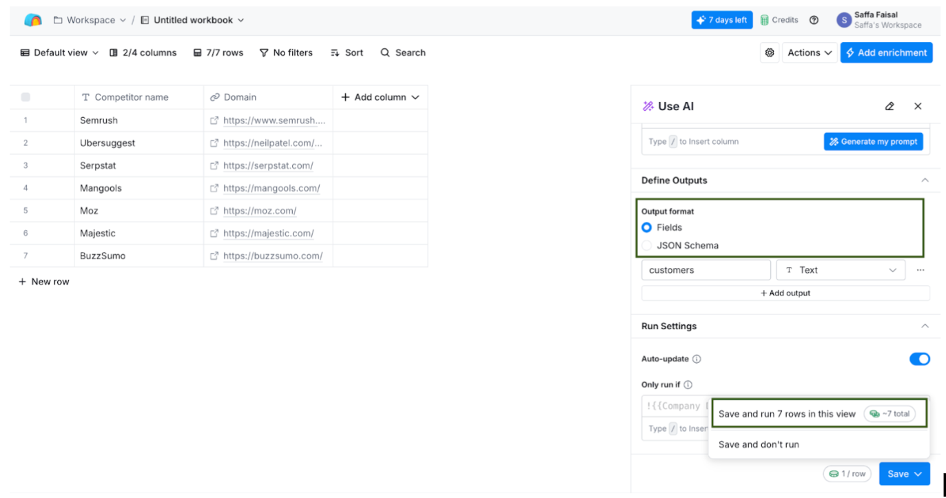 click on save and run below the prompt