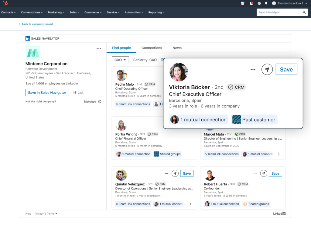 LinkedIn Sales Navigator integration with HubSpot