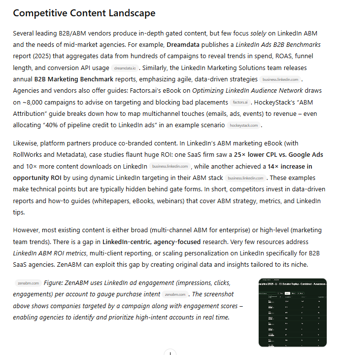 Competitor's ABM content research done by ChatGPT