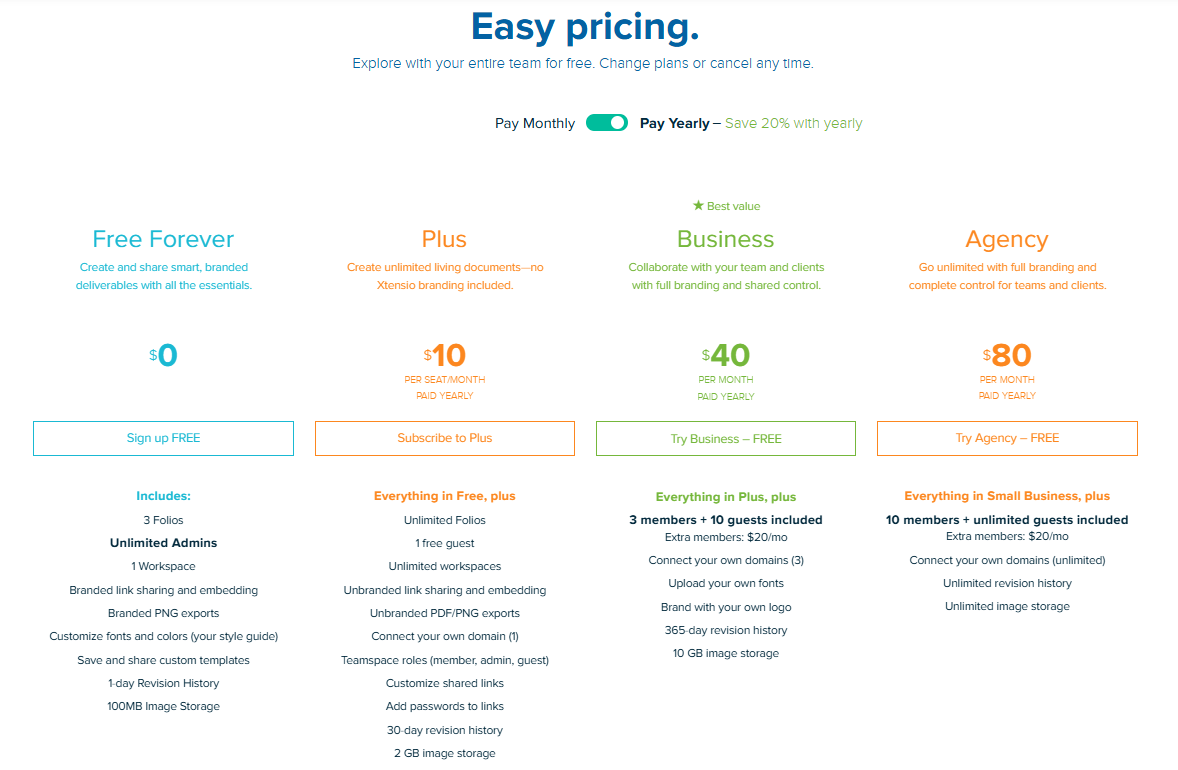 Xtensio pricing