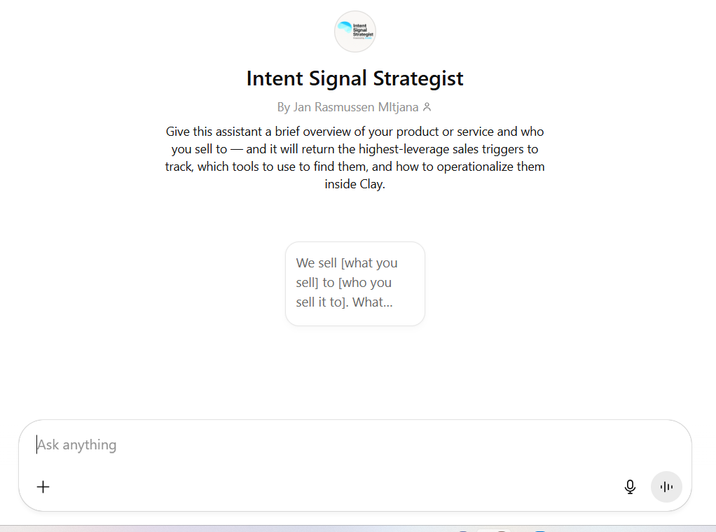 ColdIQ's Custom GTP for finding sales triggers relevant to your product/service and also to help you with tracking those sales triggers using tools like Clay.