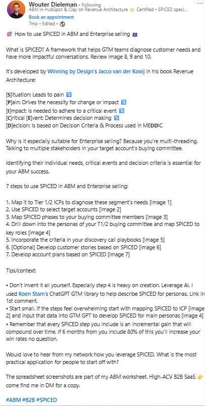 Using SPICED fro enterprise ABM by Wouter Dieleman