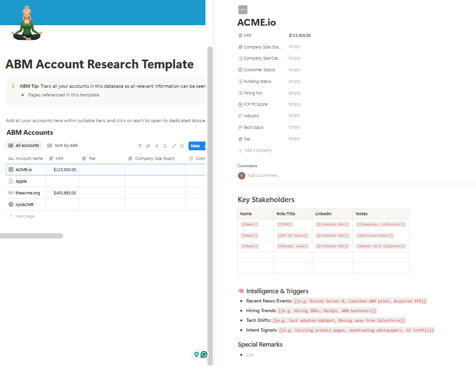 Account research template for seamless ABM account prospecting