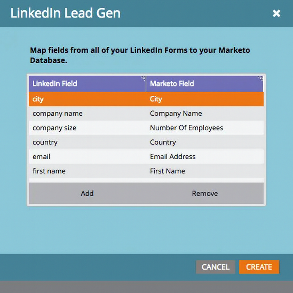 mapping form fields to Marketo fields to smoothly push LinkedIn ad leads into Marketo without any discrepancy or mismatch 