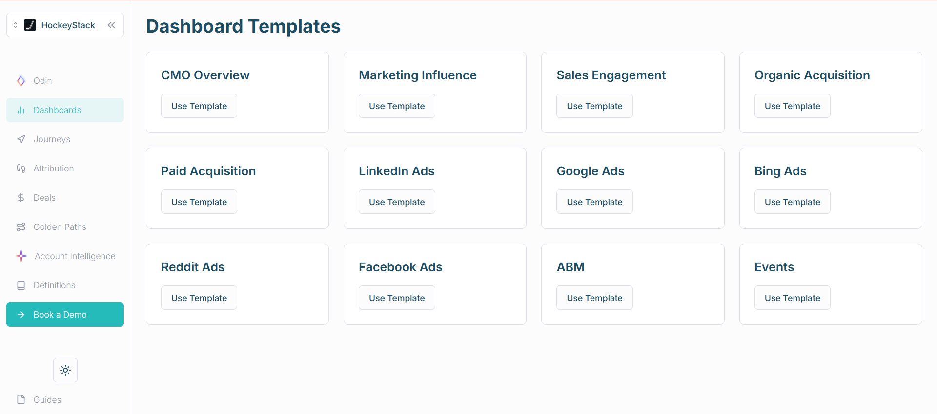 HockeyStack templates for B2B analytics and attribution